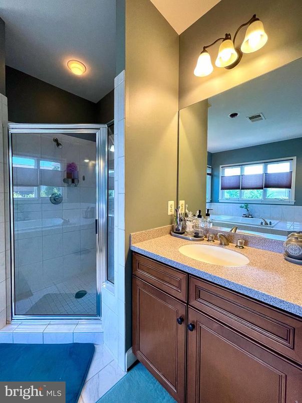 Bathroom, Dual Sink Vanities, Glass Shower, Interior, Recessed Lighting