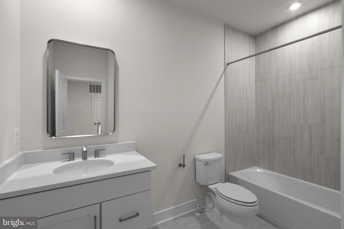 Bathroom, Interior, Recessed Lighting, Wood Texture Flooring