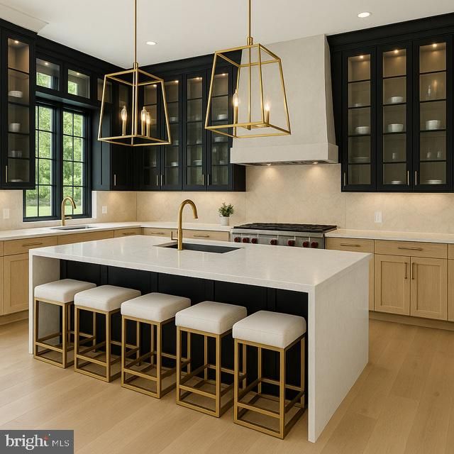 Interior, Kitchen, Pendant Lights, Recessed Lighting, Wood Texture Flooring