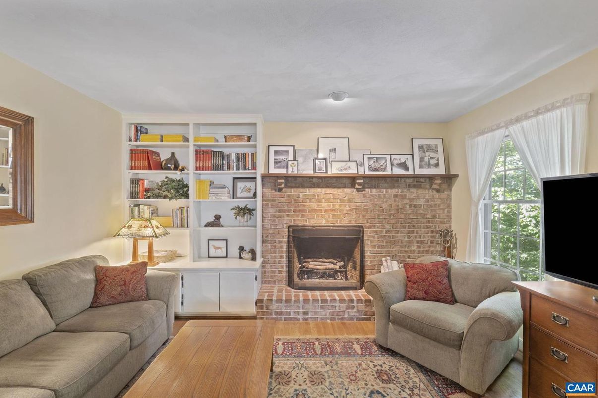 Fireplace, Interior, Living room, Stone Walls, Wood Texture Flooring