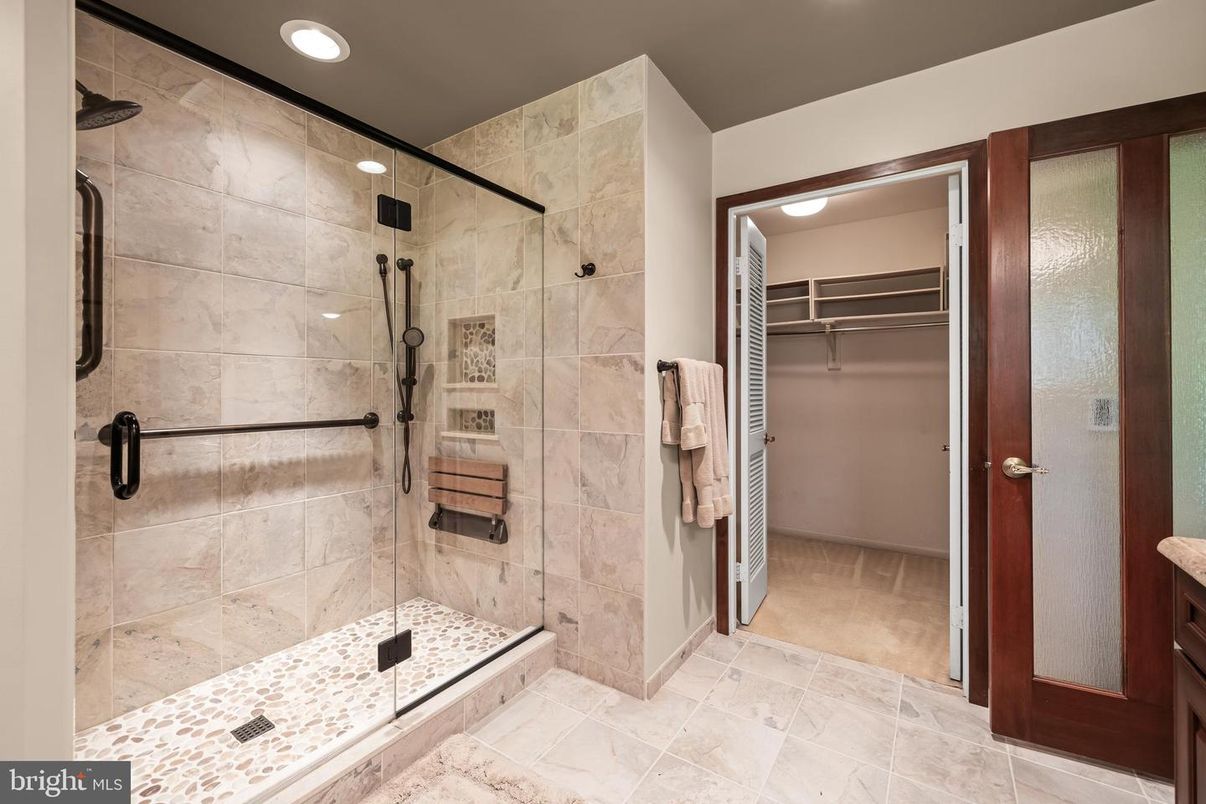 Bathroom, Glass Shower, Interior, Recessed Lighting, Walk-in Closets