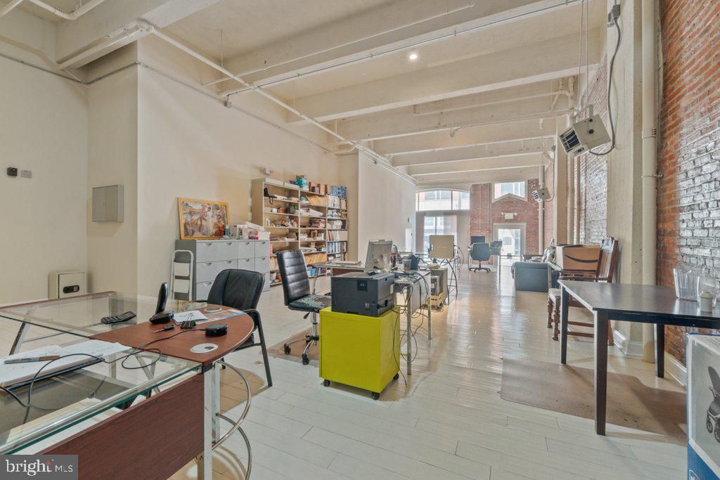 Home Office, Interior, Stone Walls, Wood Texture Flooring