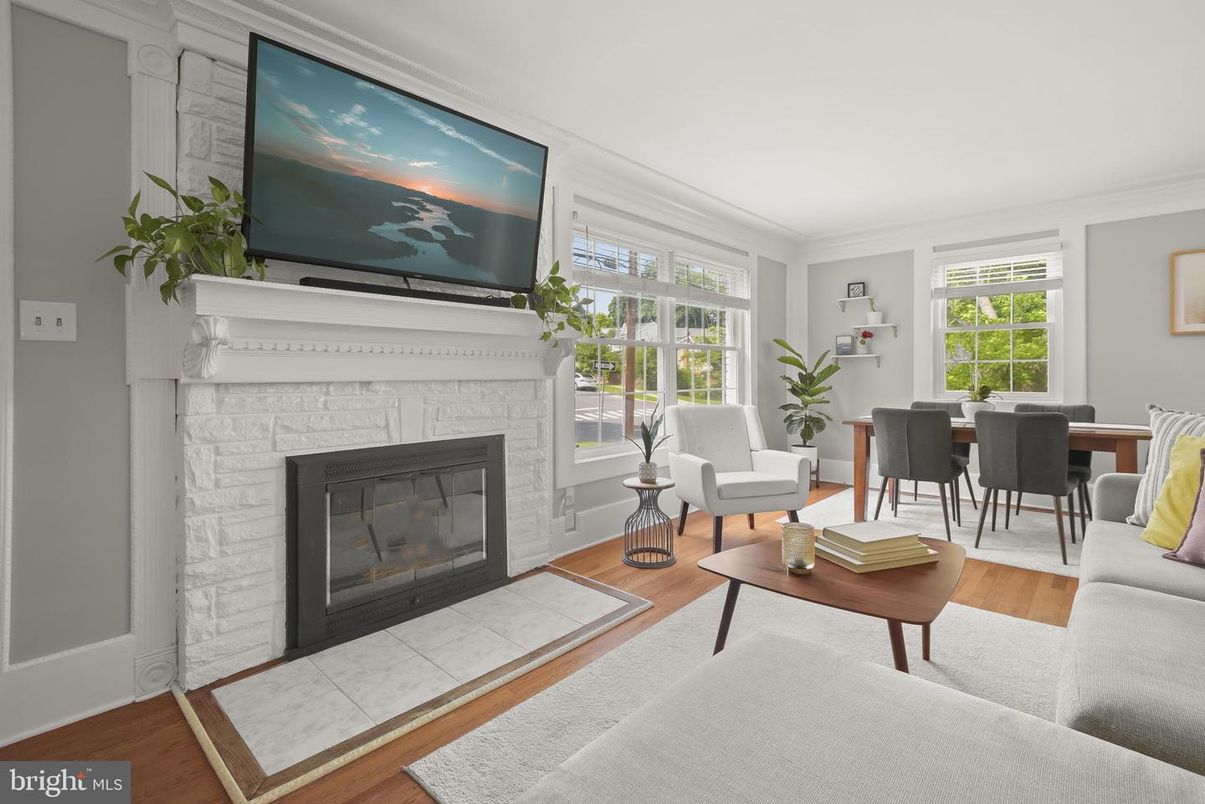 Dining room, Fireplace, Interior, Living room, Wood Texture Flooring
