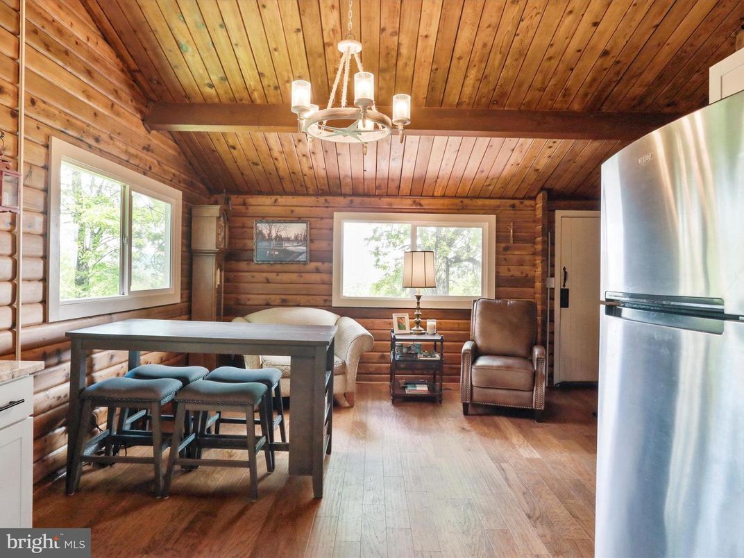 Chandelier, Dining room, Interior, Wooden Beams, Wooden Ceilings, Wood Texture Flooring, Wooden Walls