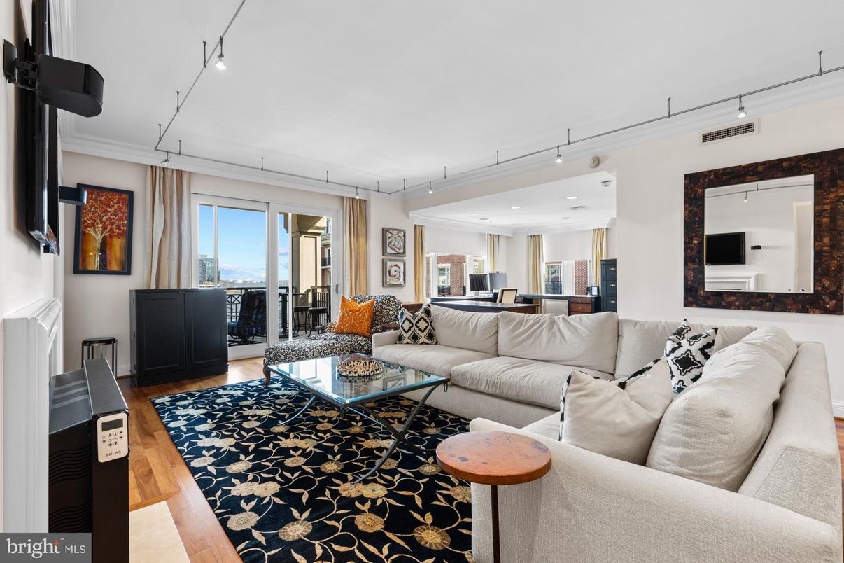 Fireplace, Interior, Kitchen, Living room, Recessed Lighting, Wood Texture Flooring