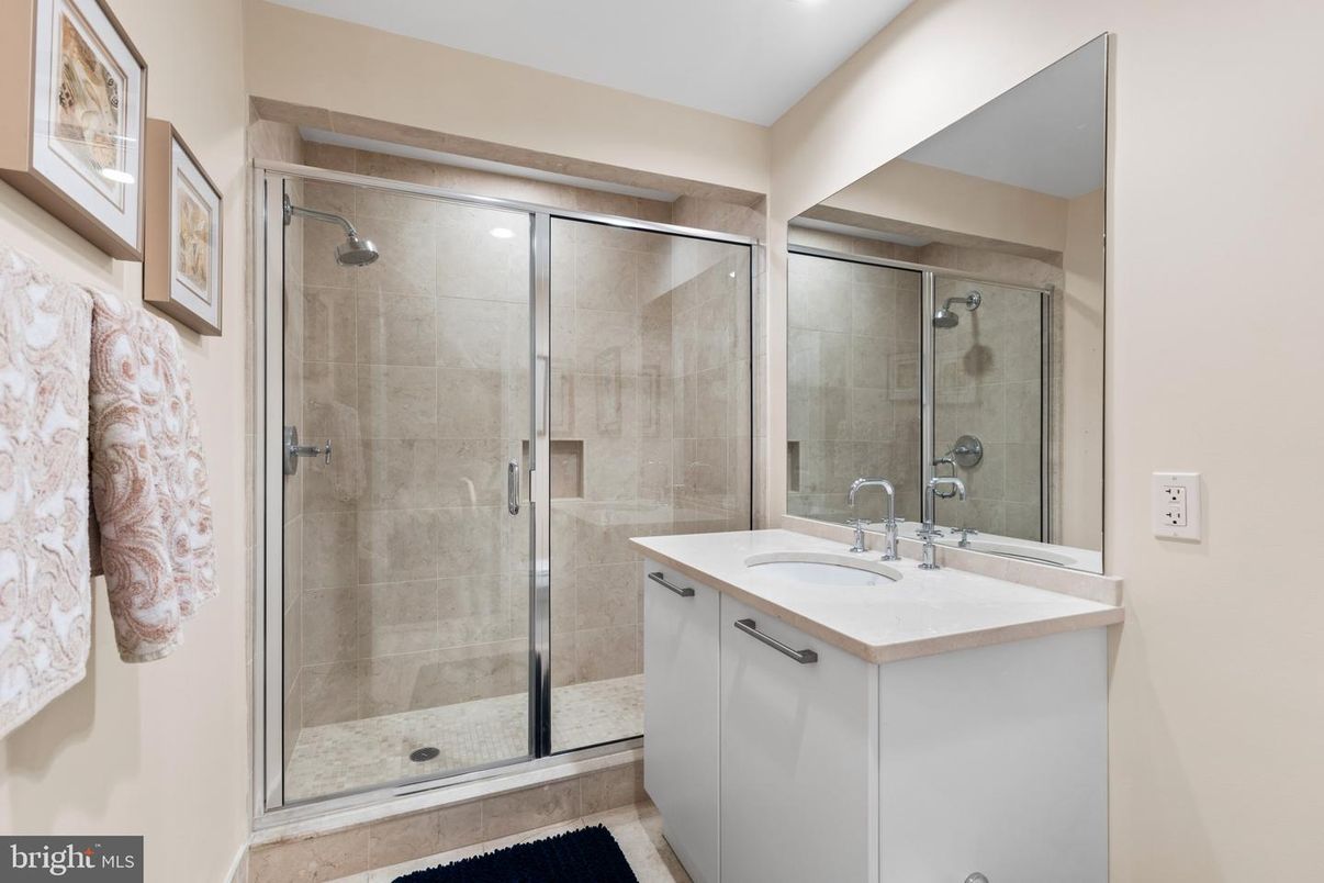 Bathroom, Glass Shower, Interior, Recessed Lighting