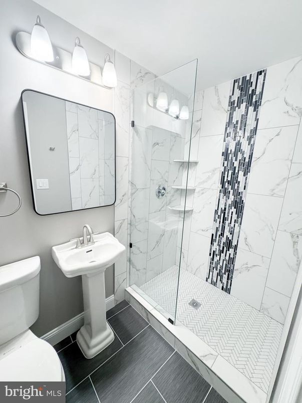 Bathroom, Glass Shower, Interior, Marble Walls