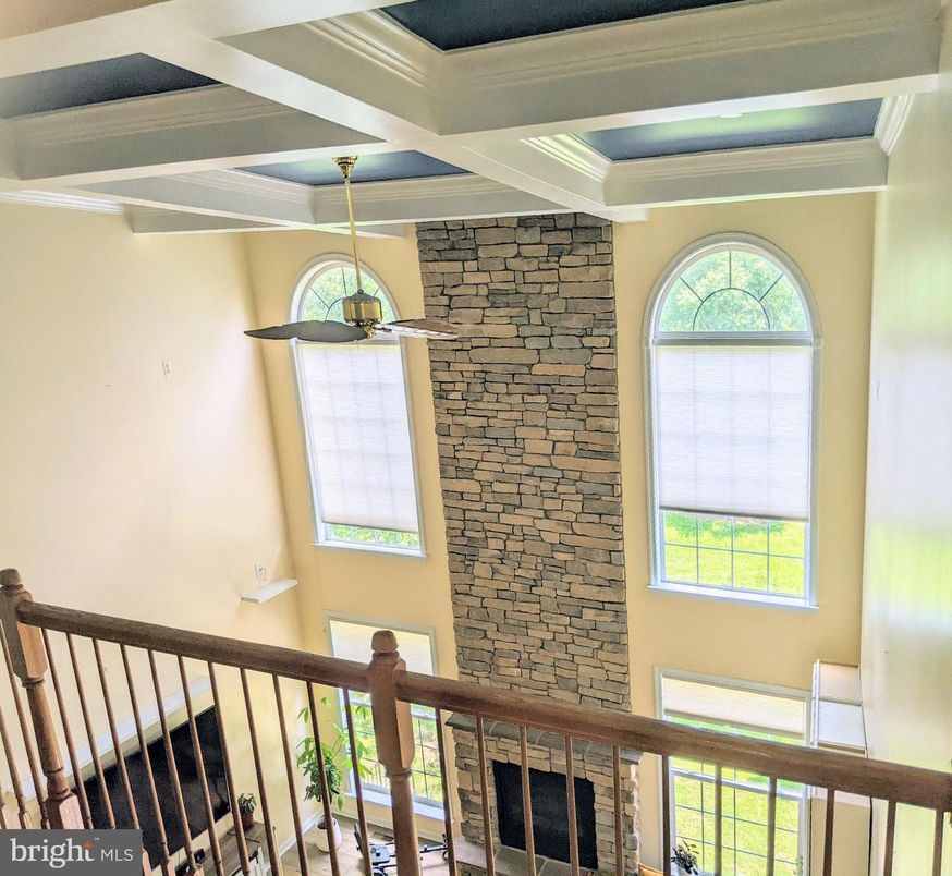 Fireplace, Interior, Pendant Lights, Stone Walls