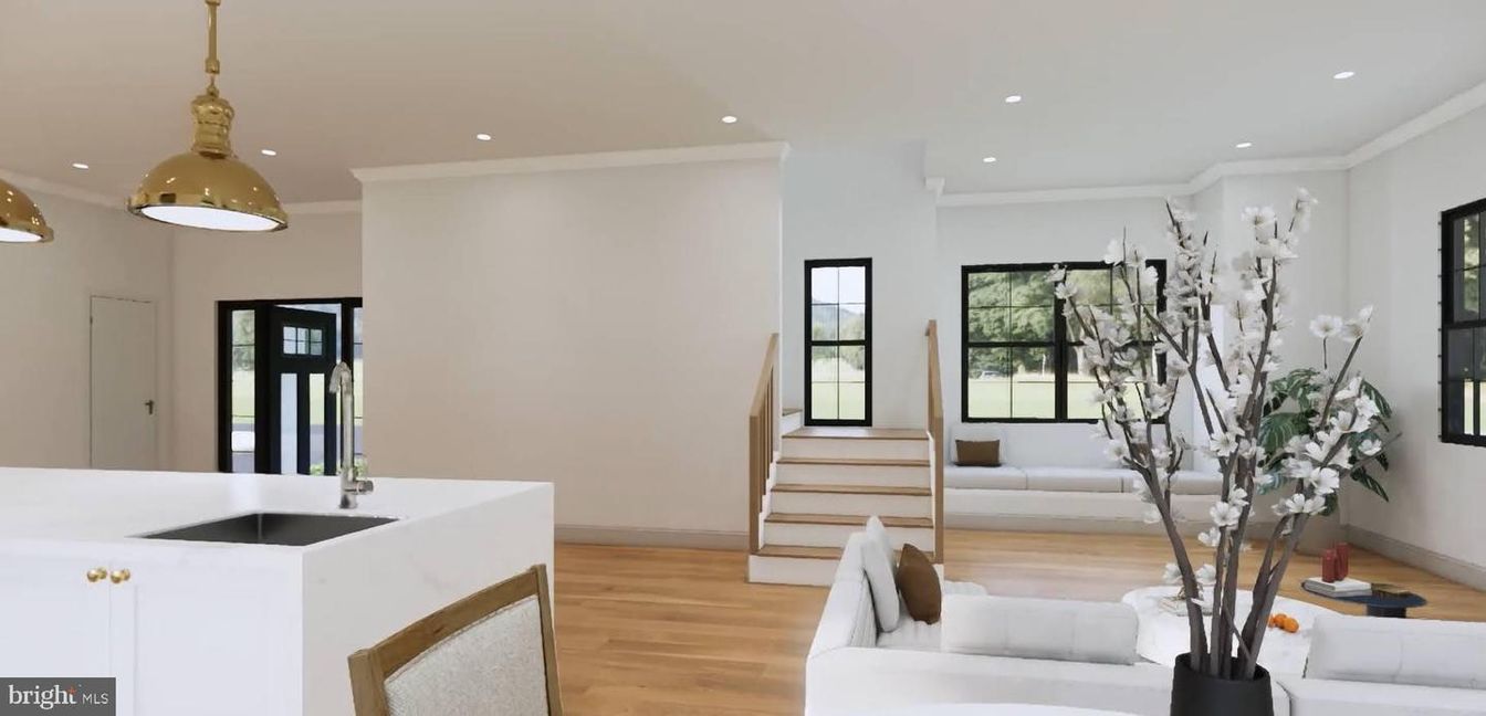 Interior, Living room, Pendant Lights, Recessed Lighting, Wood Texture Flooring