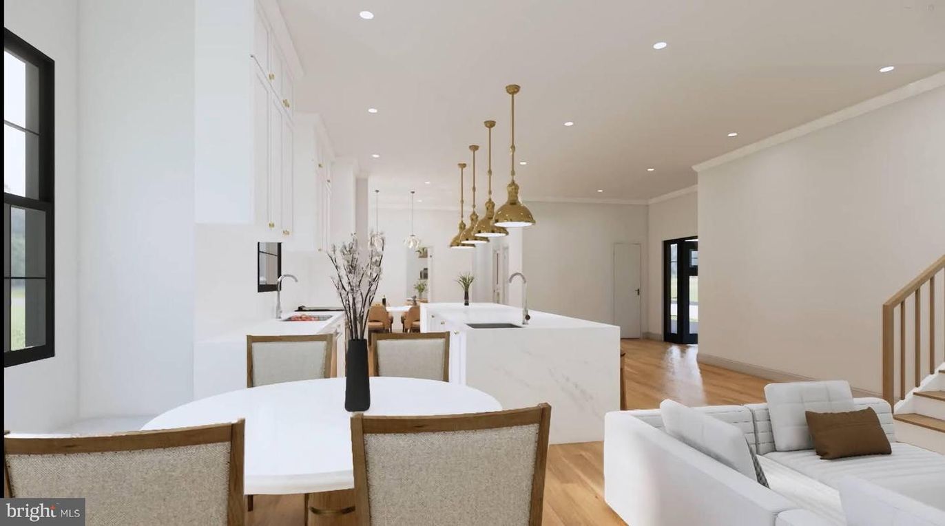 Interior, Kitchen, Living room, Pendant Lights, Recessed Lighting, Wood Texture Flooring