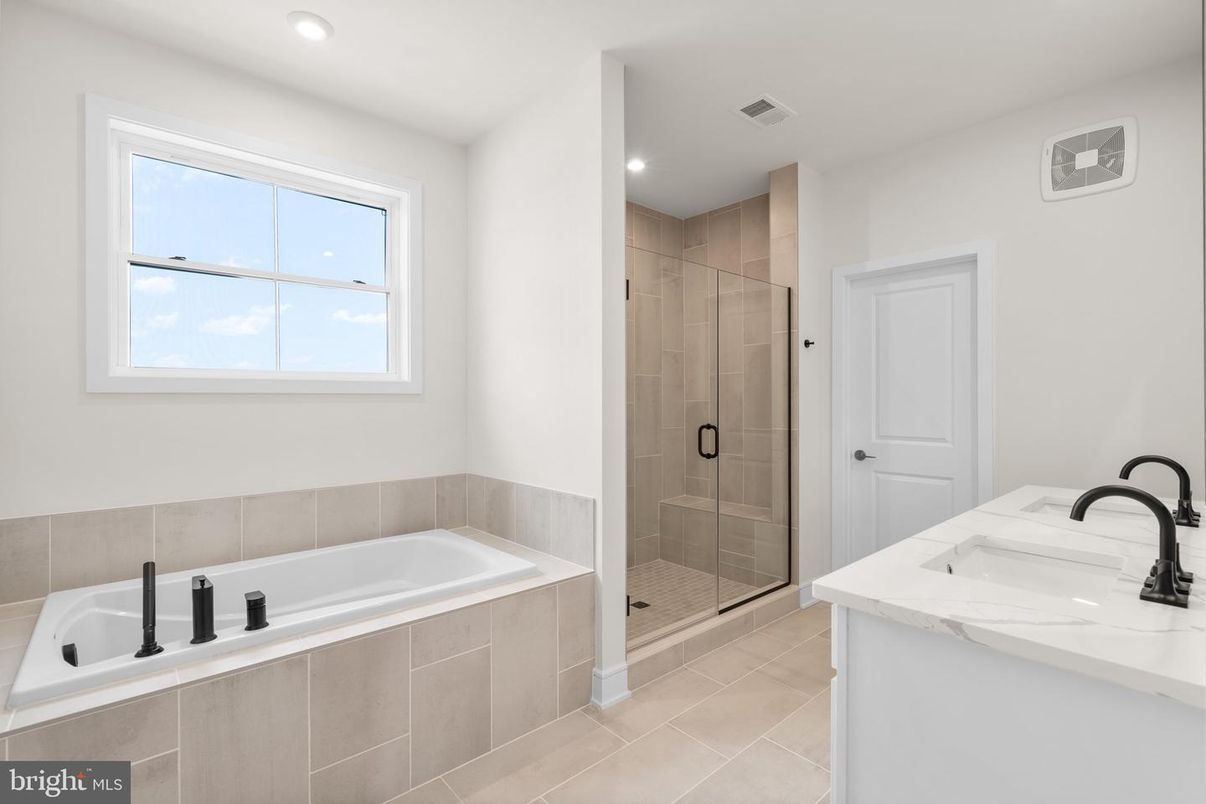 Bathroom, Dual Sink Vanities, Glass Shower, Interior, Recessed Lighting