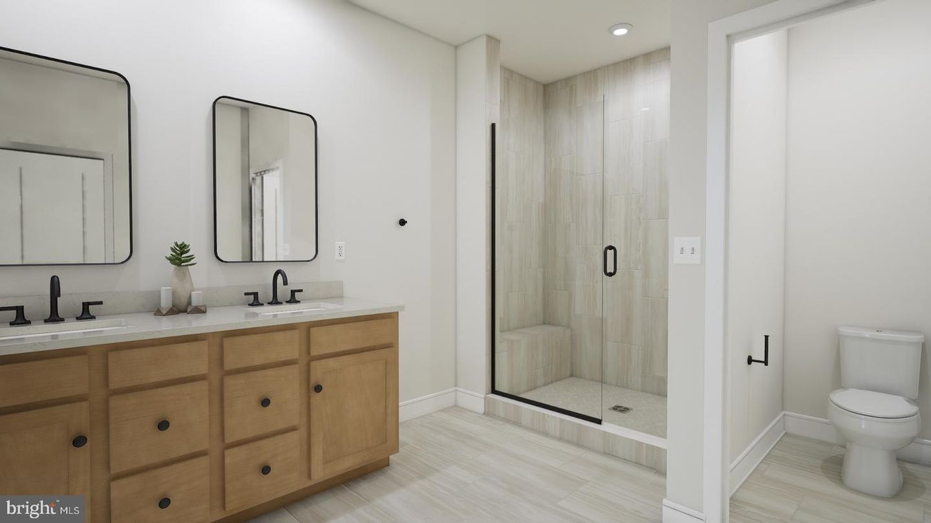 Bathroom, Dual Sink Vanities, Glass Shower, Interior, Recessed Lighting