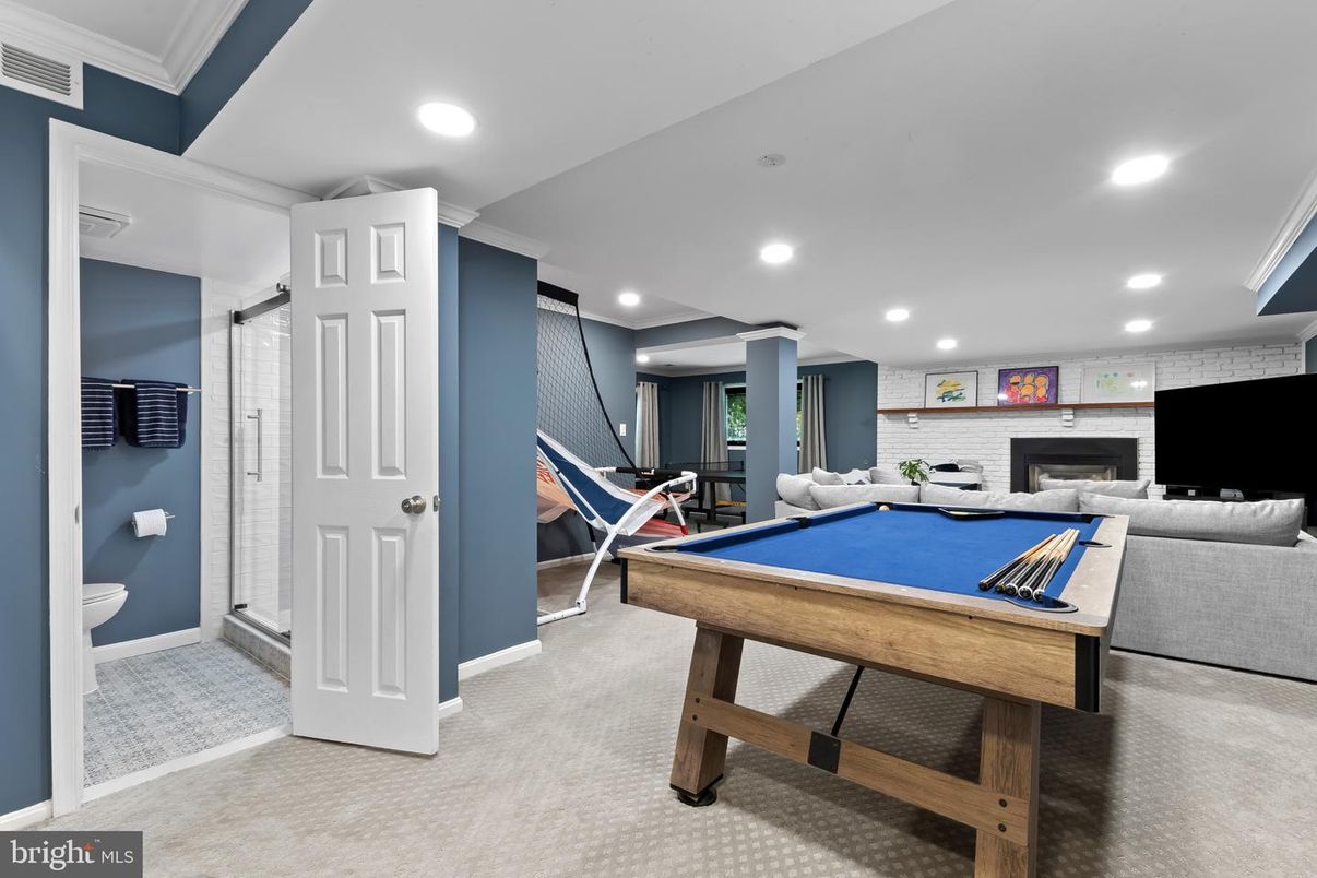 Billiard Table, Fireplace, Game Room, Interior, Recessed Lighting