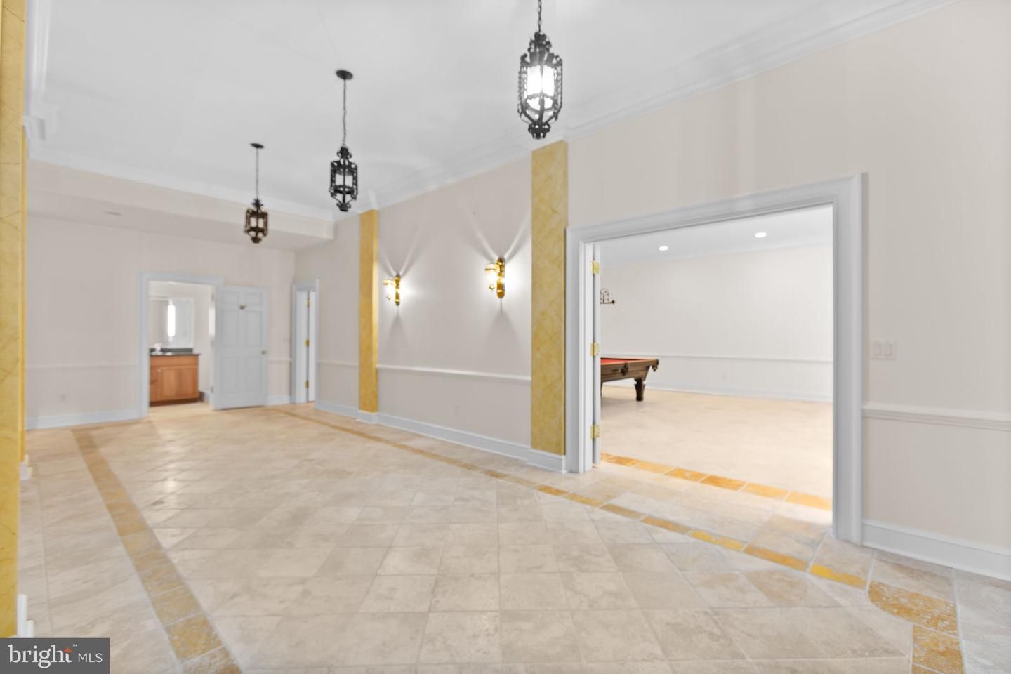 Billiard Table, Game Room, Interior, Pendant Lights, Recessed Lighting