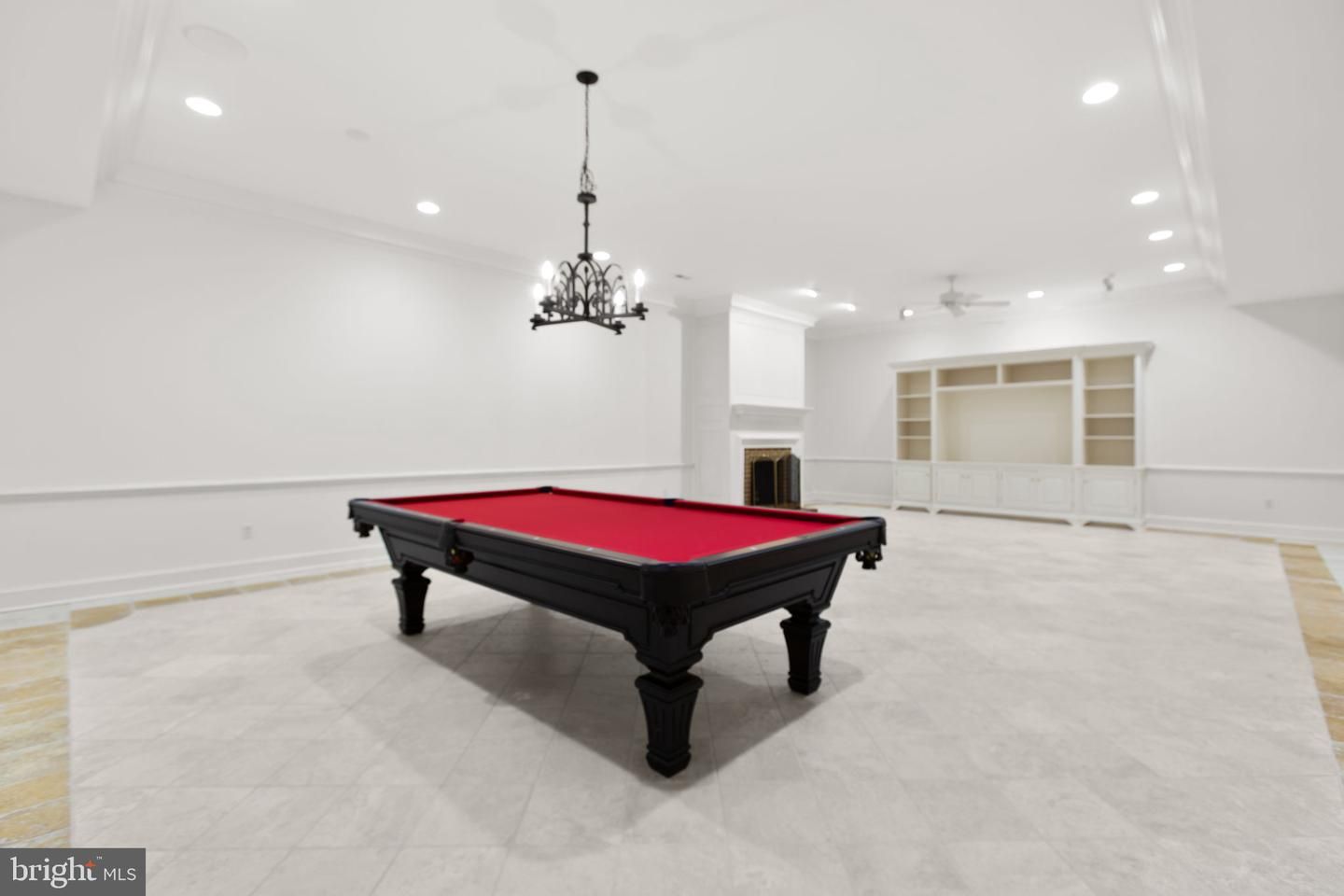 Billiard Table, Chandelier, Fireplace, Game Room, Interior, Pendant Lights, Recessed Lighting