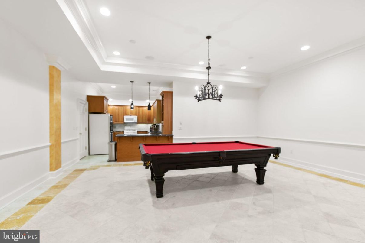 Billiard Table, Chandelier, Game Room, Interior, Pendant Lights, Recessed Lighting