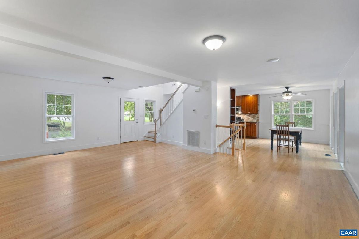 Dining room, Empty room, Interior, Kitchen, Wood Texture Flooring