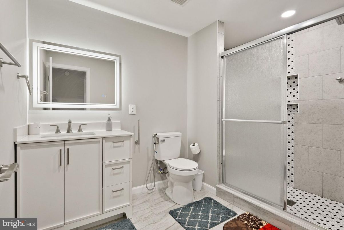 Bathroom, Glass Shower, Interior, Recessed Lighting