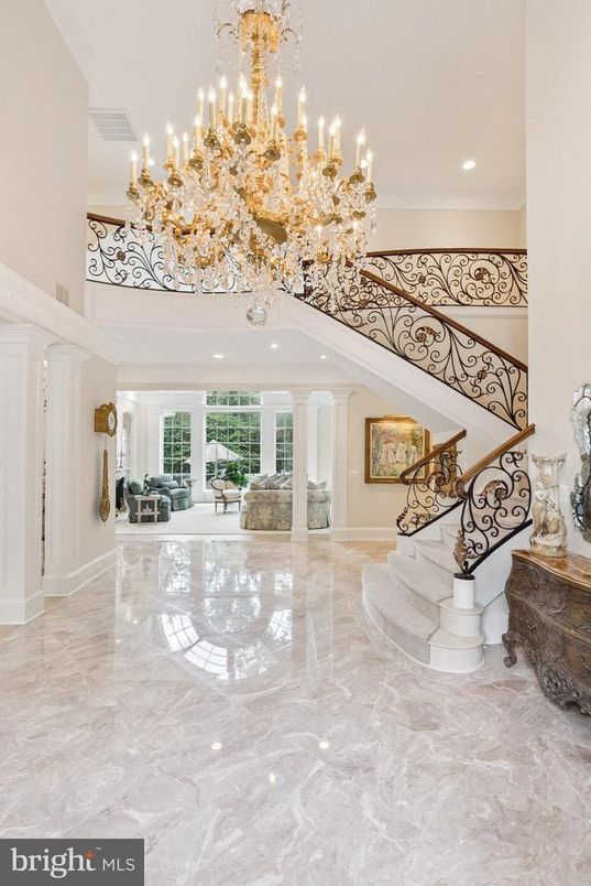 Chandelier, Interior, Marble, Recessed Lighting