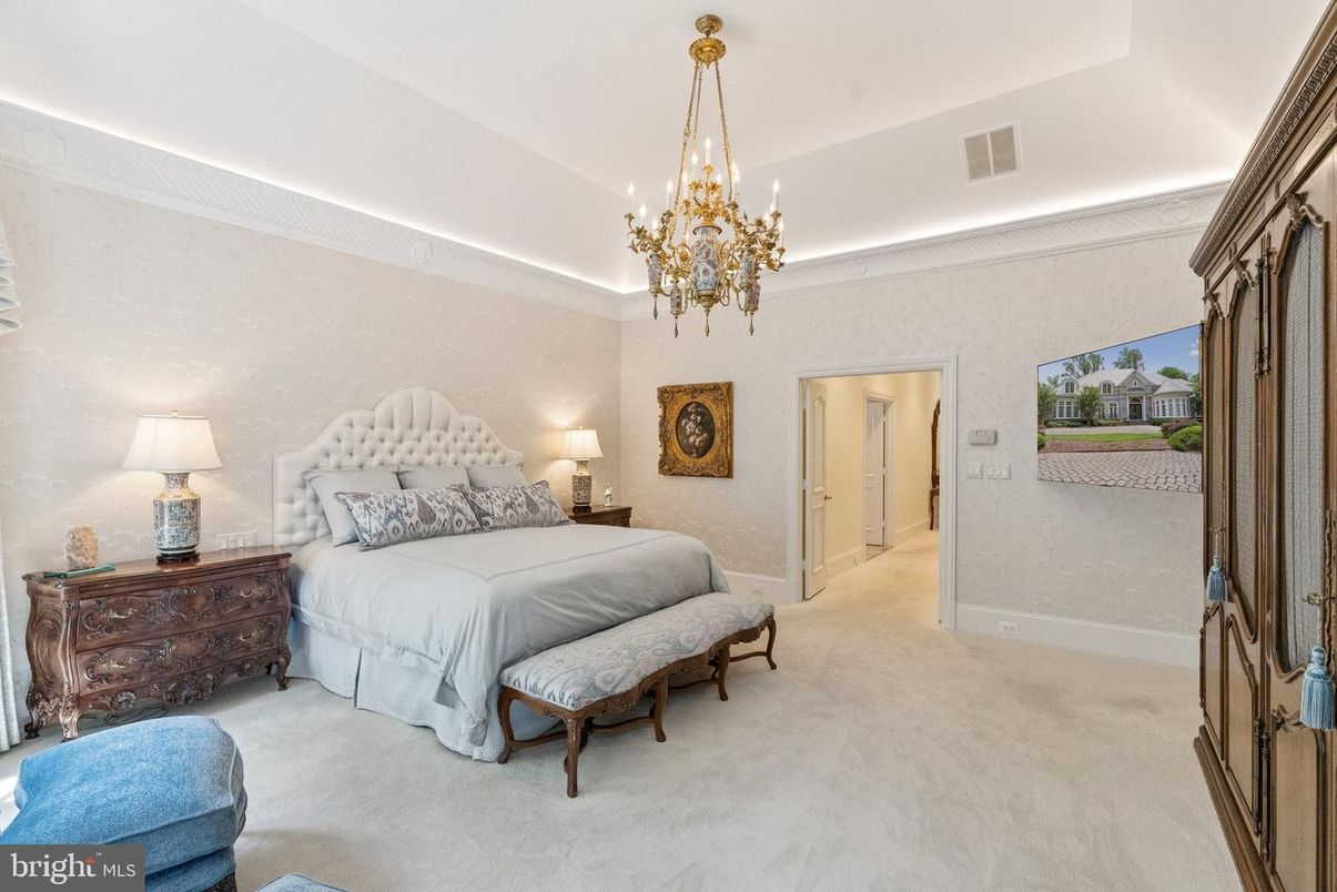Bedroom, Chandelier, Interior