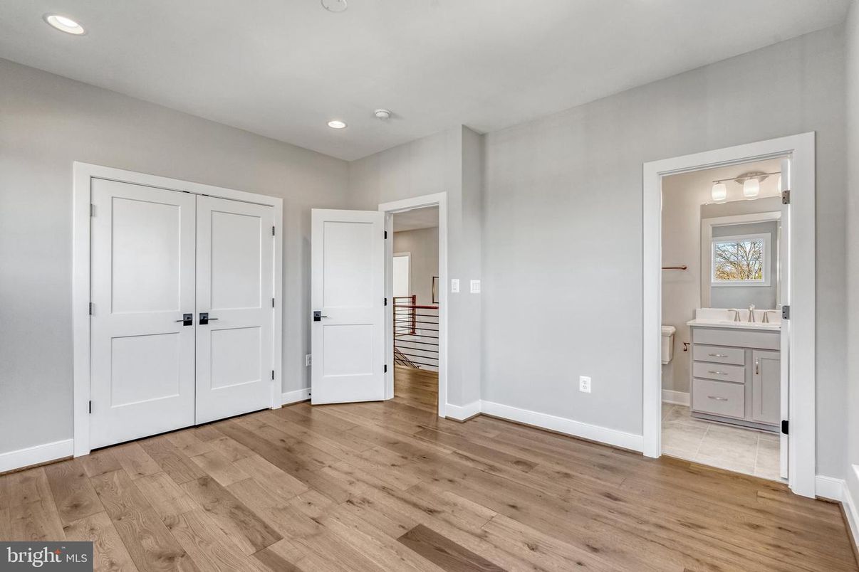 Bathroom, Empty room, Interior, Recessed Lighting, Wood Texture Flooring