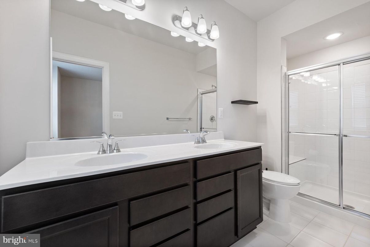 Bathroom, Dual Sink Vanities, Glass Shower, Interior, Recessed Lighting