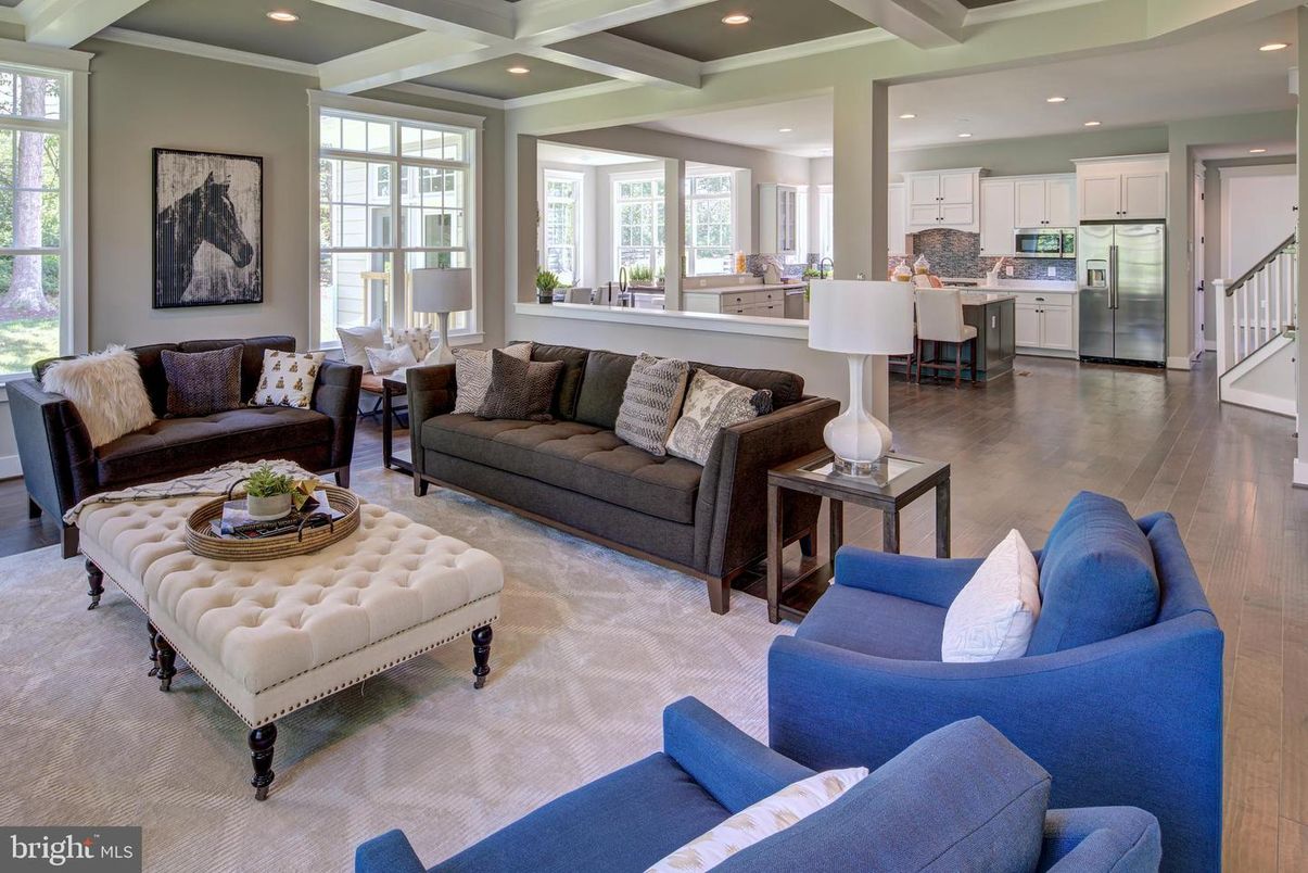 Interior, Kitchen, Living room, Recessed Lighting, Stainless Steel Appliances, Wood Texture Flooring