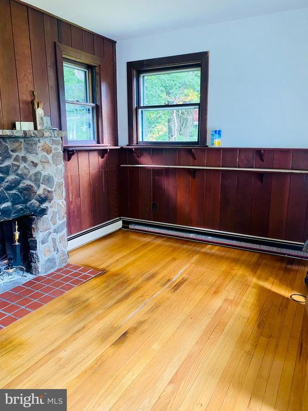 Empty room, Fireplace, Interior, Wood Texture Flooring, Wooden Walls