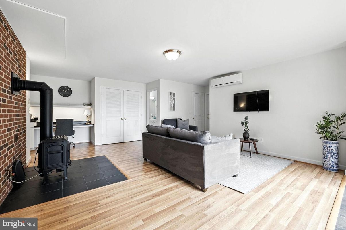 Fireplace, Interior, Living room, Stone Walls, Wood Texture Flooring