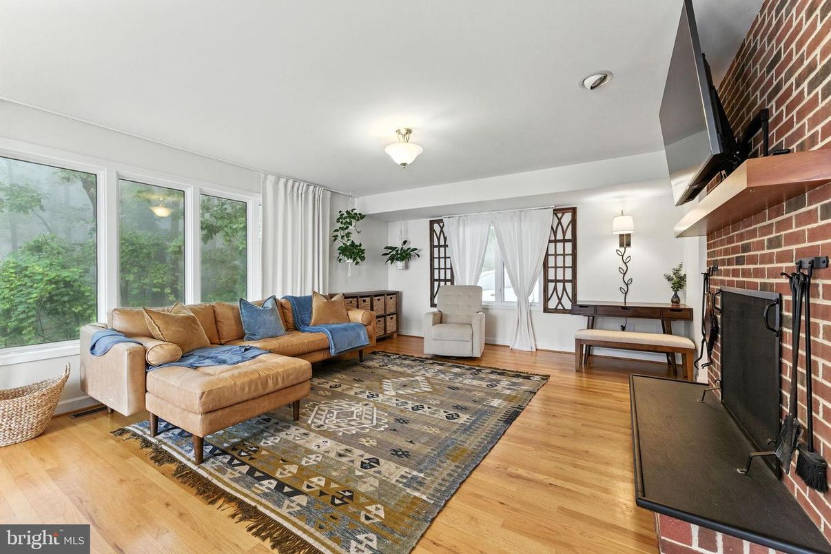 Fireplace, Interior, Living room, Stone Walls, Wood Texture Flooring