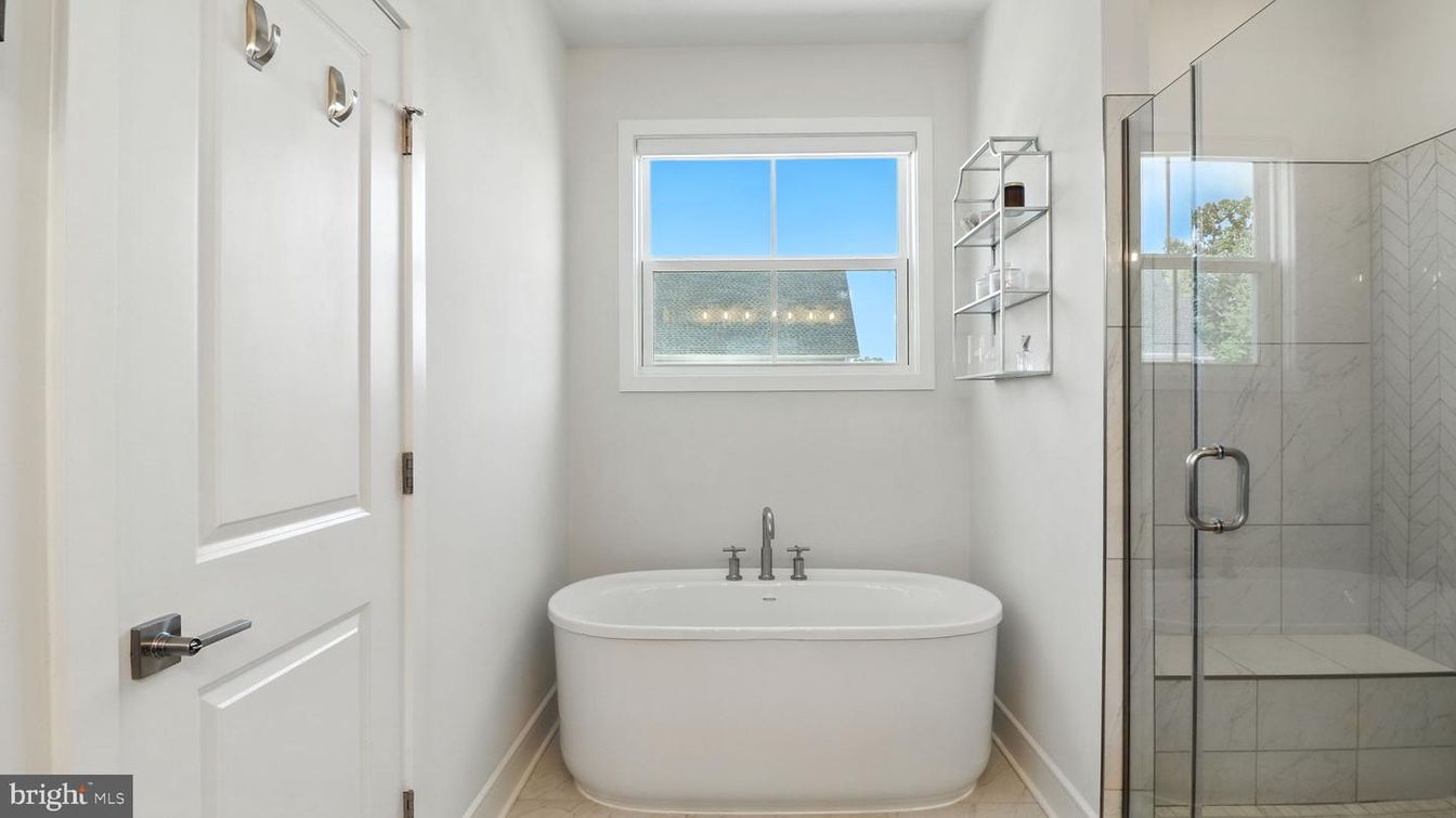 Bathroom, Free Standing Baths, Glass Shower, Interior, Marble Walls