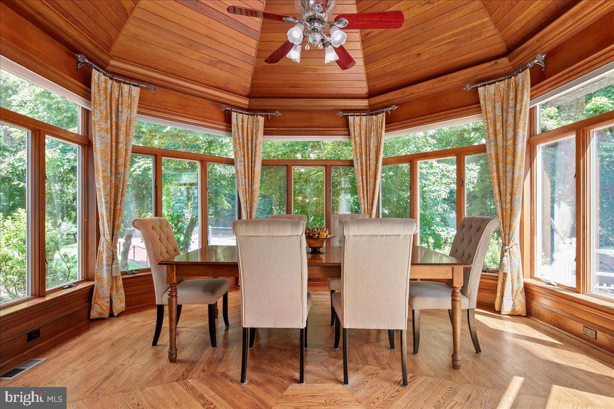 Dining room, Interior, Sun Room, Wooden Ceilings, Wood Texture Flooring