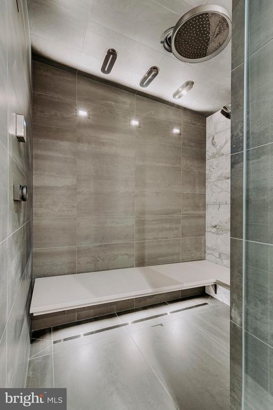 Bathroom, Interior, Marble Walls, Recessed Lighting