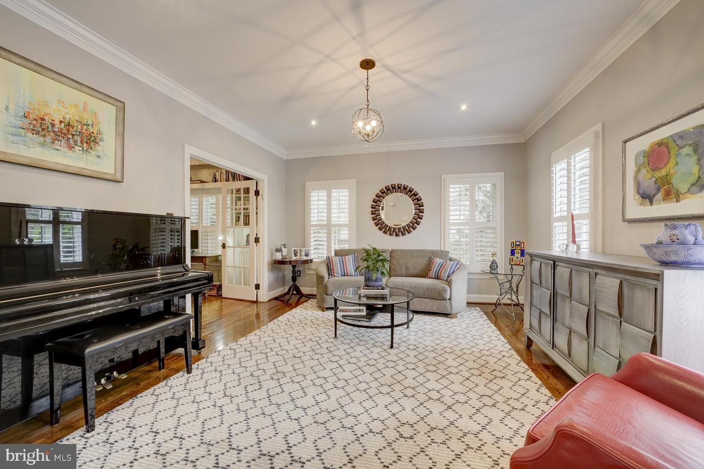 Interior, Living room, Pendant Lights, Piano, Wood Texture Flooring