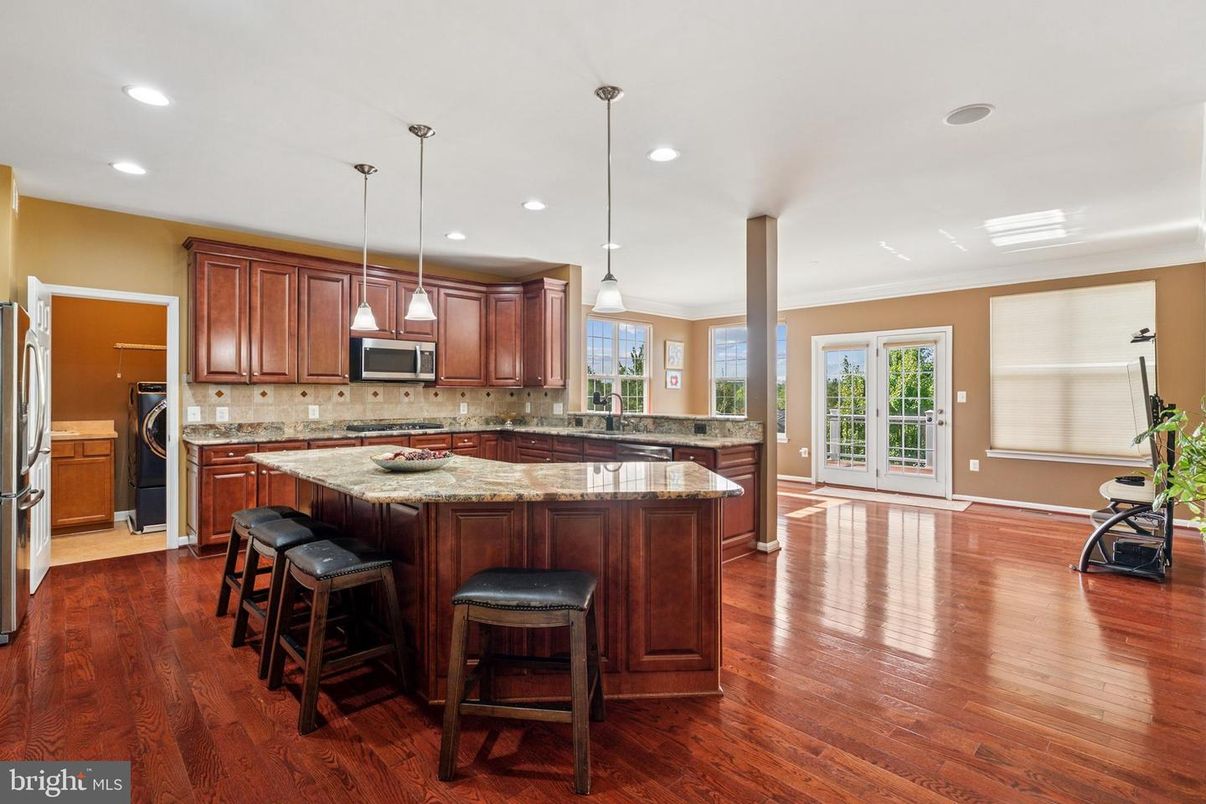 Interior, Kitchen, Pendant Lights, Recessed Lighting, Wood Texture Flooring