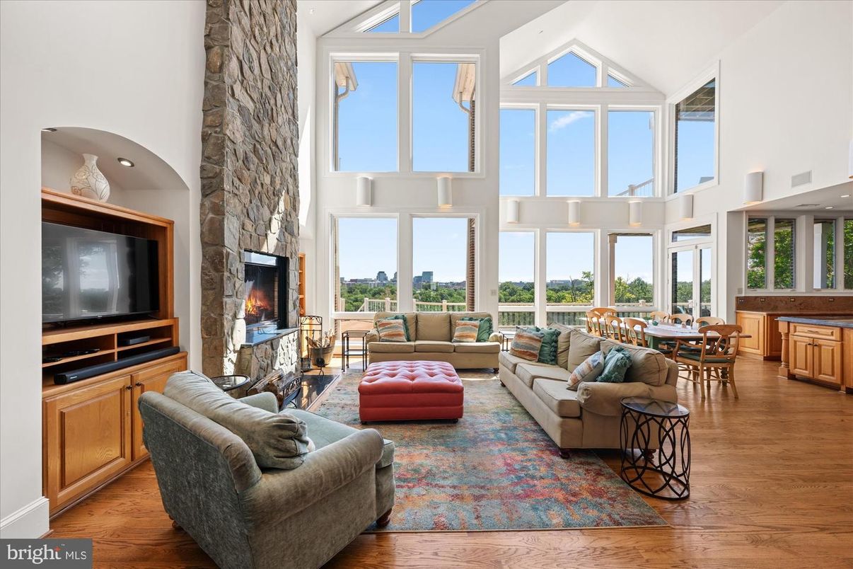 Dining room, Fireplace, Interior, Living room, Wood Texture Flooring