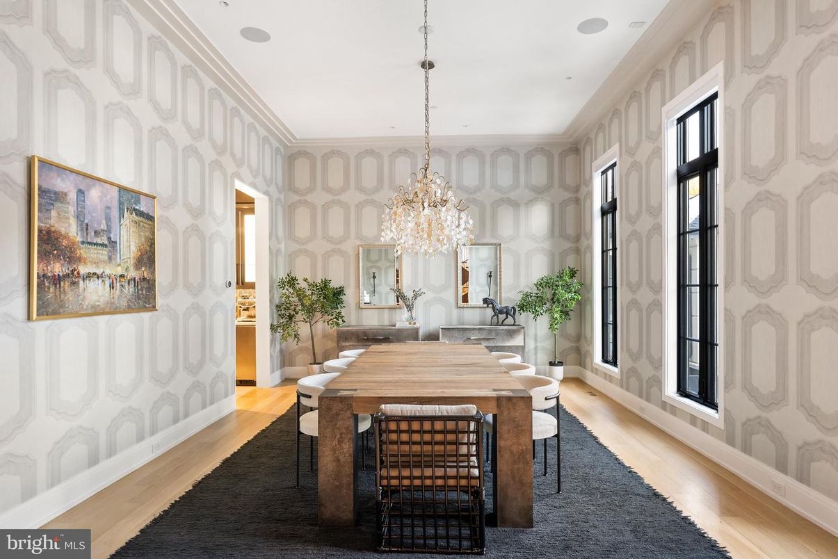 Chandelier, Dining room, Interior, Wood Texture Flooring