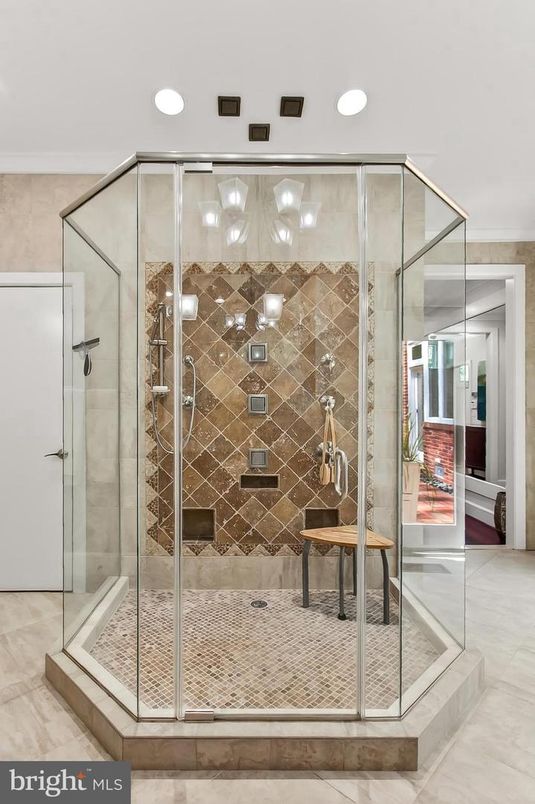 Bathroom, Glass Shower, Interior, Recessed Lighting