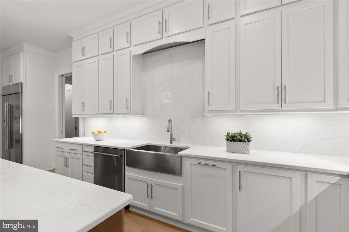 Interior, Kitchen, Marble Walls, Wood Texture Flooring