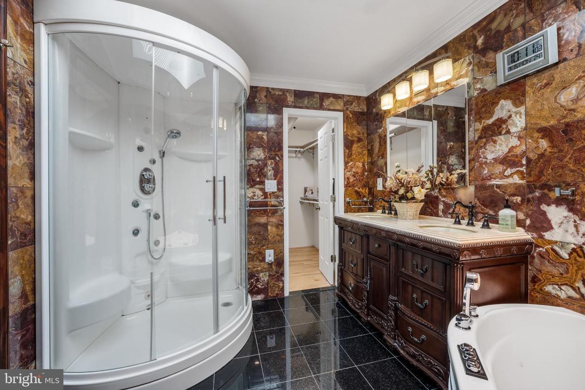 Bathroom, Dual Sink Vanities, Glass Shower, Interior
