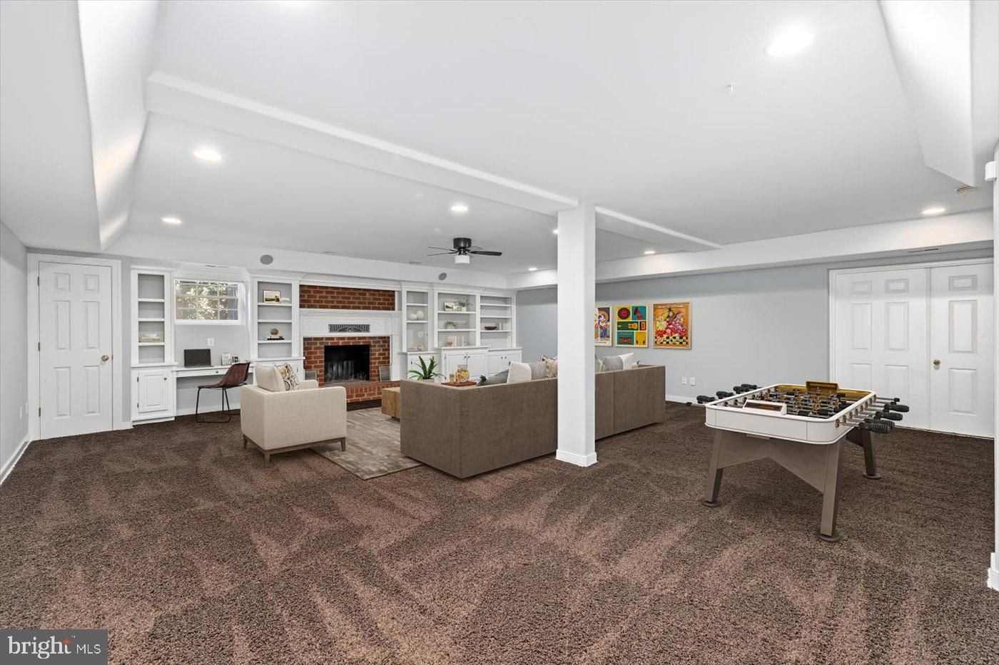 Fireplace, Game Room, Interior, Living room, Recessed Lighting