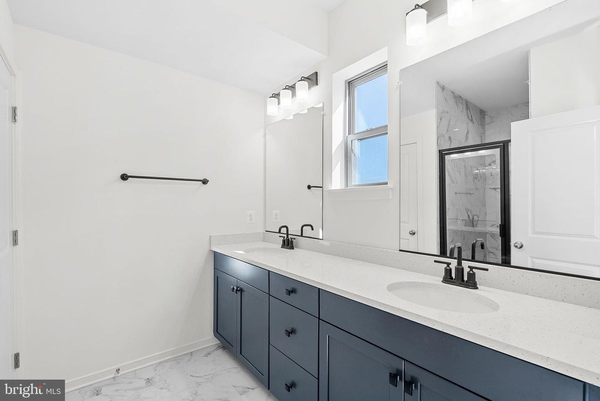 Bathroom, Dual Sink Vanities, Glass Shower, Interior, Marble, Marble Walls