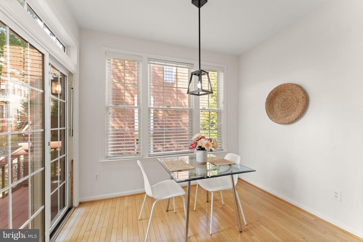 Dining room, Interior, Pendant Lights, Wood Texture Flooring