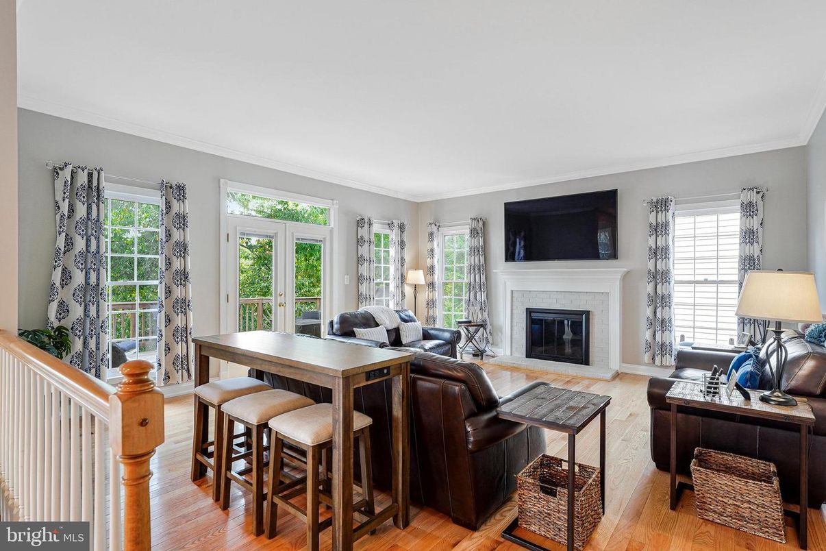 Dining room, Fireplace, Interior, Living room, Wood Texture Flooring
