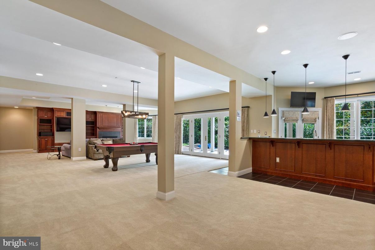 Billiard Table, Game Room, Interior, Pendant Lights, Recessed Lighting