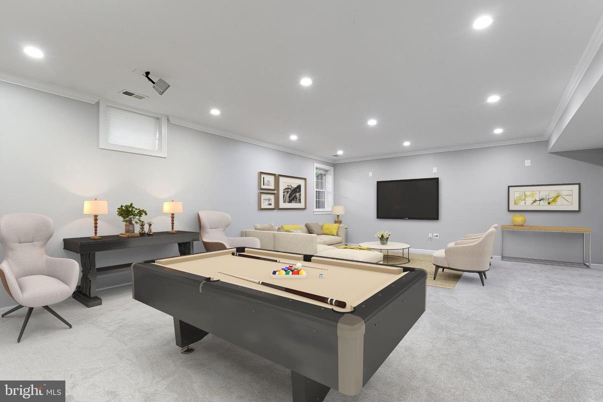 Billiard Table, Game Room, Interior, Living room, Recessed Lighting