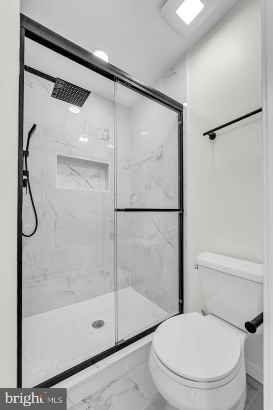 Bathroom, Glass Shower, Interior, Marble, Marble Walls, Recessed Lighting