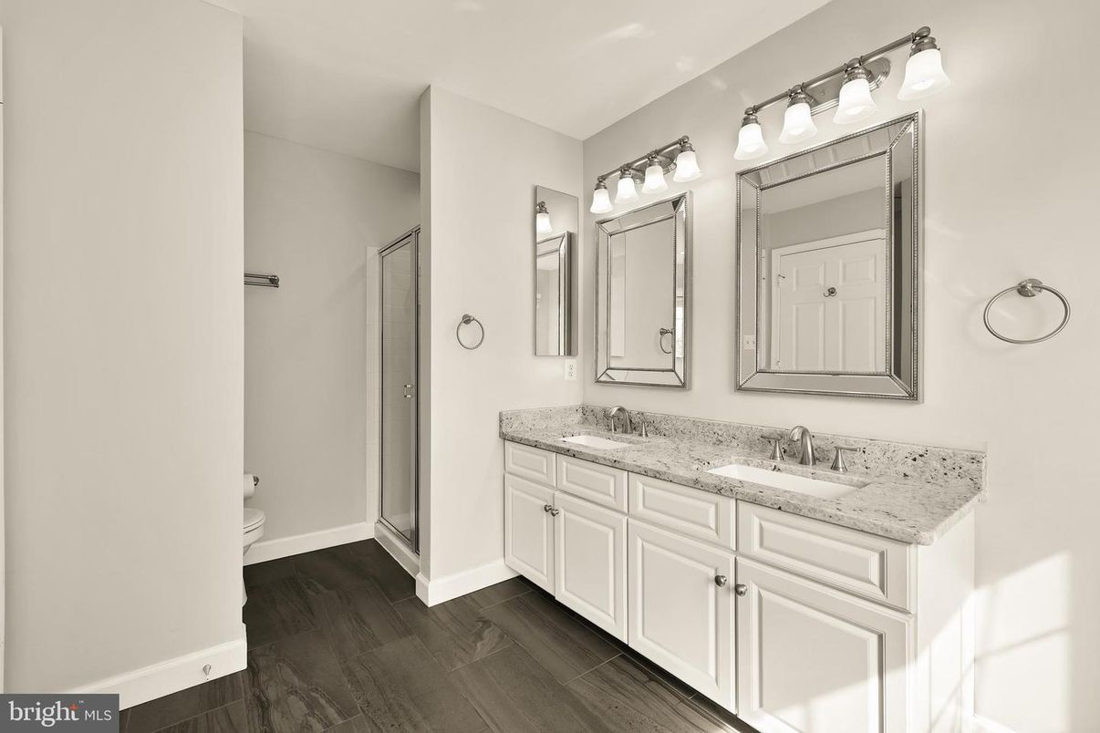 Bathroom, Dual Sink Vanities, Interior, Wood Texture Flooring