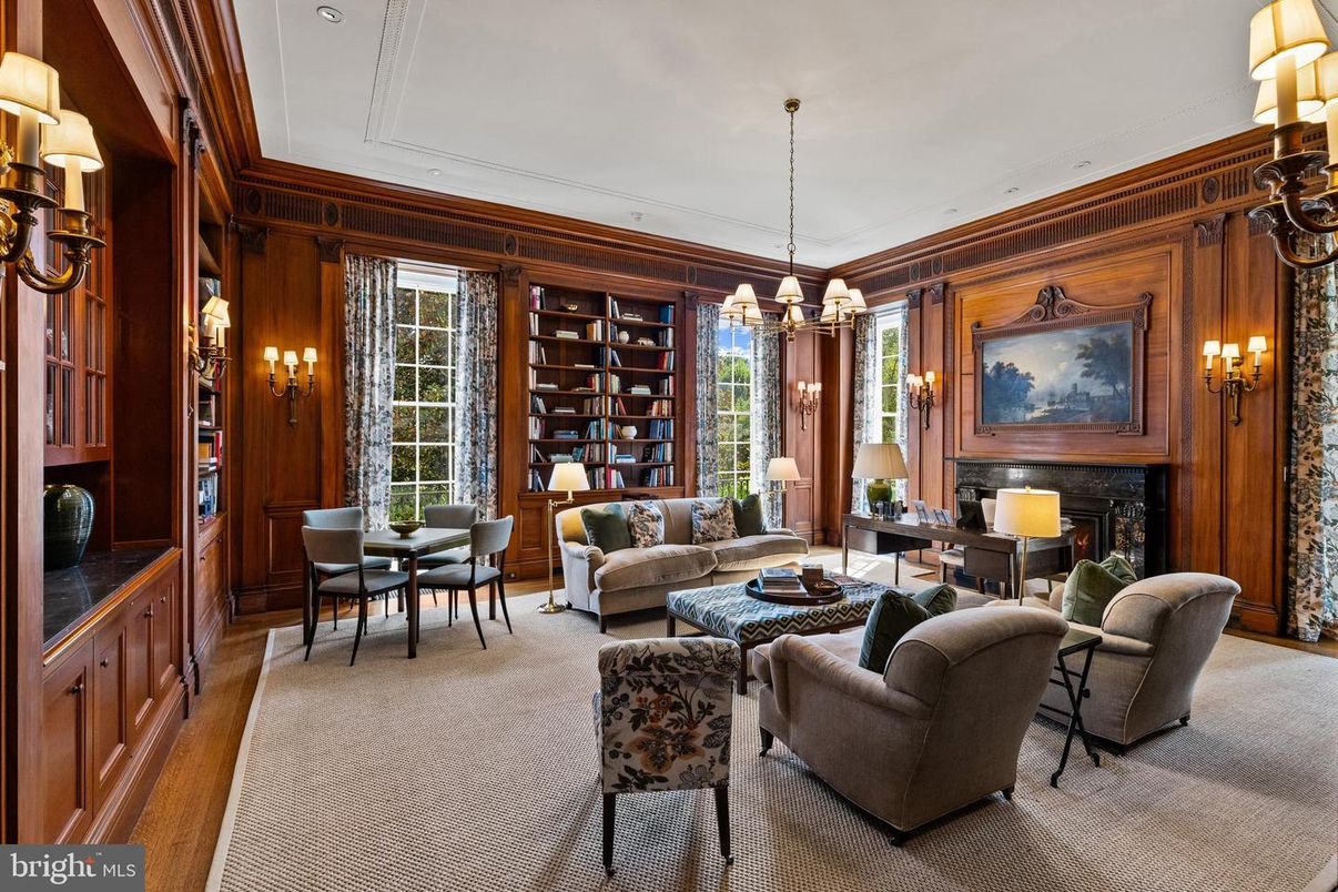 Dining room, Fireplace, Interior, Living room, Pendant Lights, Wooden Walls
