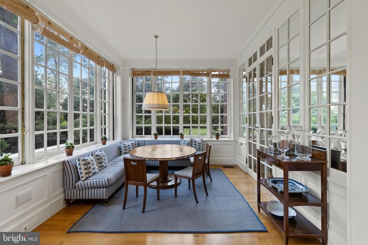 Dining room, Interior, Pendant Lights, Sun Room, Wood Texture Flooring
